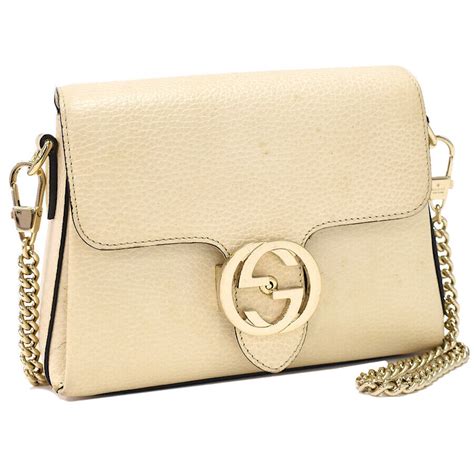 Gucci Shoulder Bag Interlocking G 607720 Leather Ivory 